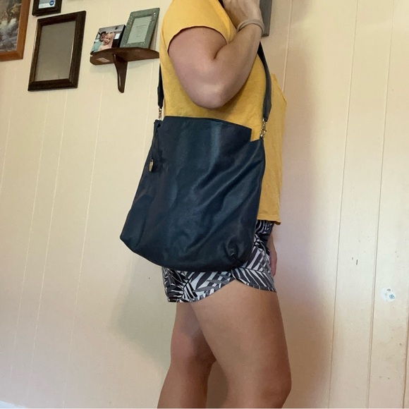 Sonia Rykiel Navy Blue Detachable Strap Silver Hardware Bucket Shoulder Bag - Picture 1 of 14